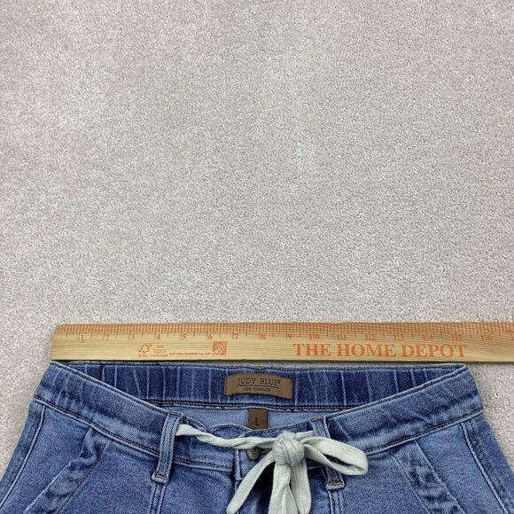 Judy Blue High Waist Womens Large Blue Stretch Denim Jogger Shorts - Picture 12 of 15